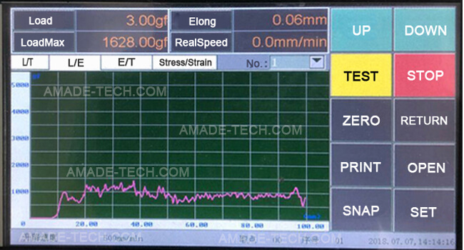 operation interface of touch screen peel tester