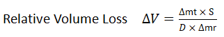 Equation for relative volume loss